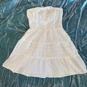 NWT Forever 21 White Eyelet Strapless Mini Dress Coastal Cowgirl Coquette